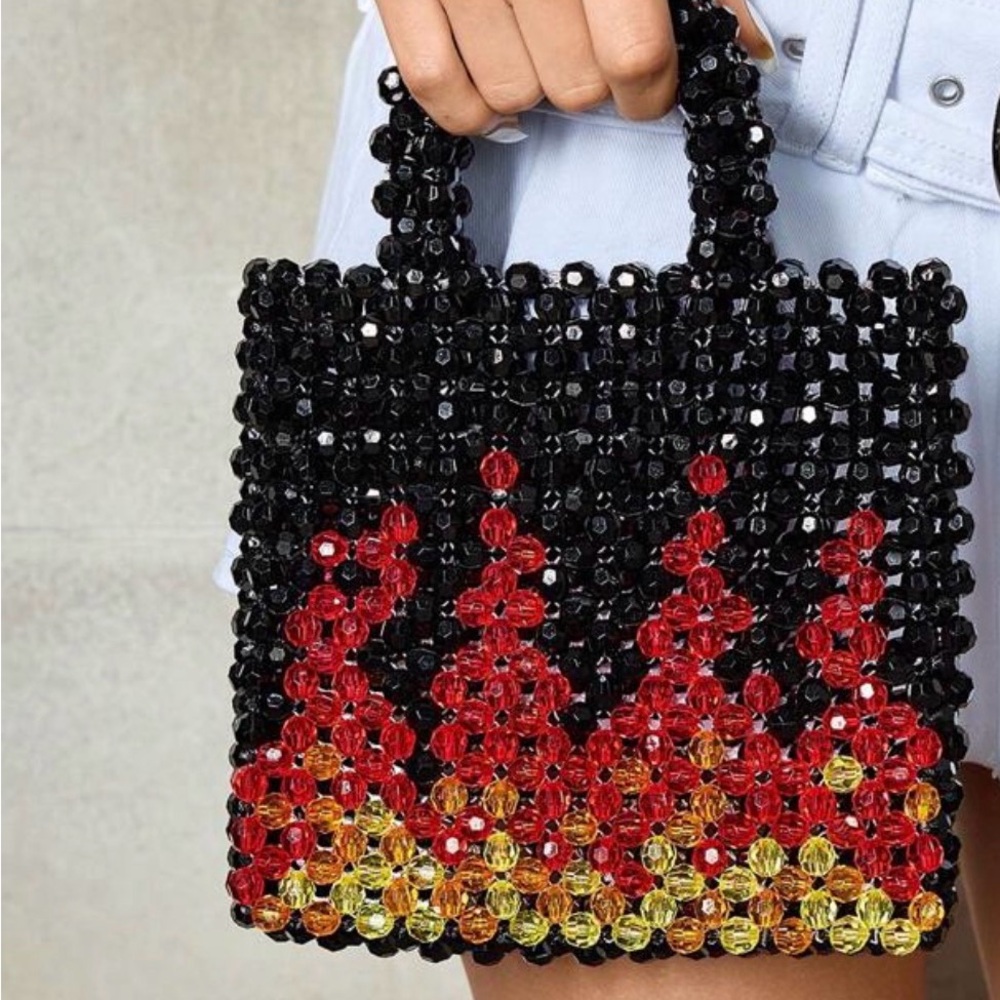 Beaded Flame Design Handbag - image 1